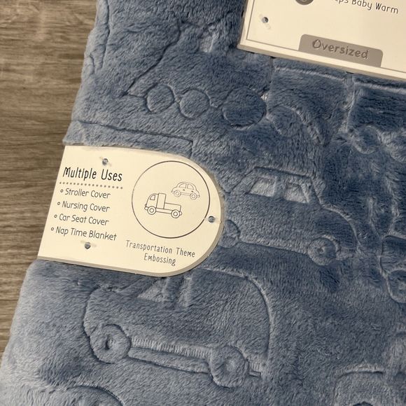 Just Imagine Embossed Baby Blanket Transportation Cars Vehicles Medium Blue New - Picture 3 of 7